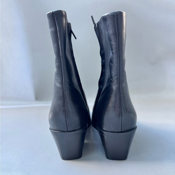 Zara Block Heel Leather Ankle Boots - Picture 7 of 8